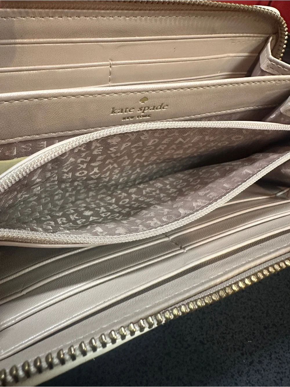 Kate Spade Zip Around Tan/Cream Wallet Tassel Accent Lots of Storage
